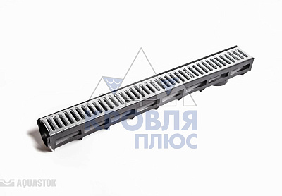 Лоток водоотводный AQUA-TOP с оцинкованной решеткой DN90 Н100 арт.1091н