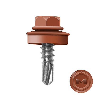 Саморез кровельный DAXMER по металлу RAL8004 Терракотовый 5,5*19мм