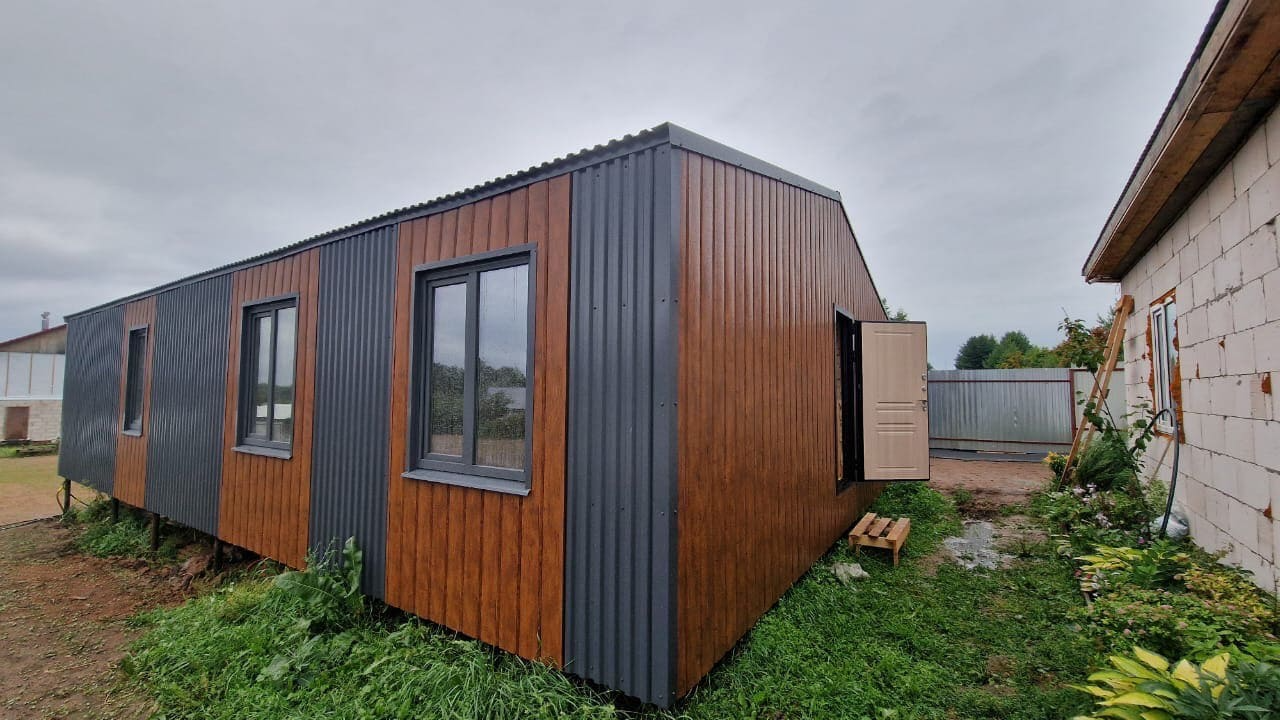 Сайдинг металлический Евро-Брус под брус Кедр Темный 3D, профнастил С-21 RAL7024 Серый Графит